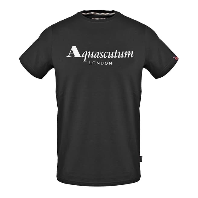 Aquascutum Black Chest Logo Cotton T-Shirt