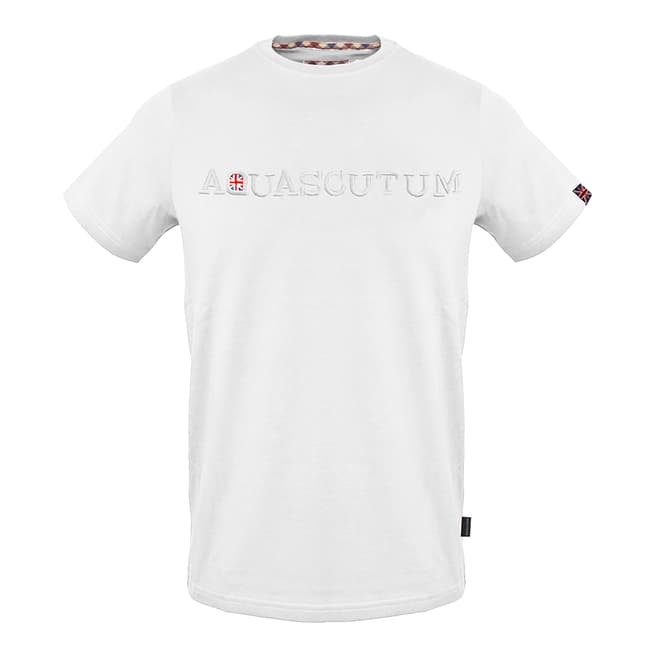 Aquascutum White Crest Logo Cotton T-Shirt