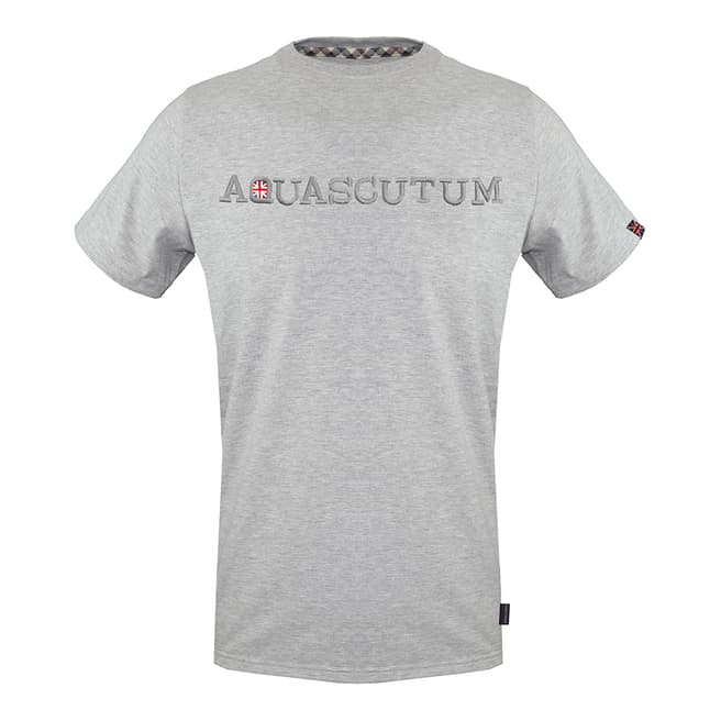 Aquascutum Grey Embossed Logo Cotton T-Shirt