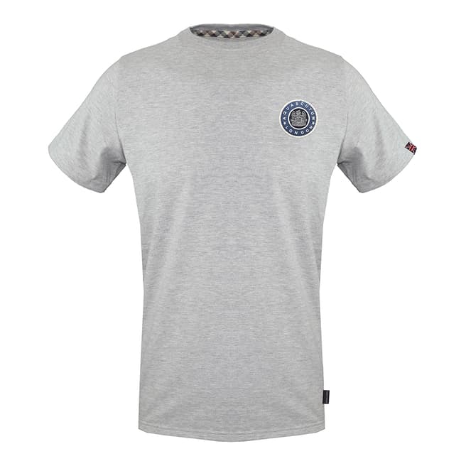 Aquascutum Grey Circle Logo Cotton T-Shirt