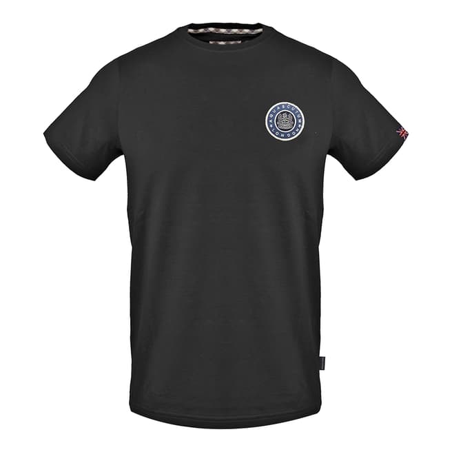 Aquascutum Black Circle Logo Cotton T-Shirt