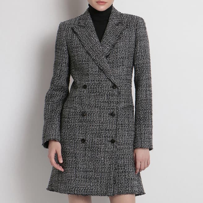 Theory Black Double Breasted Wool Blend Blazer Dress