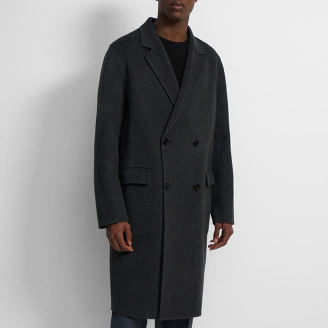 Theory Charcoal Suffolk Longline Cashmere Blend Coat