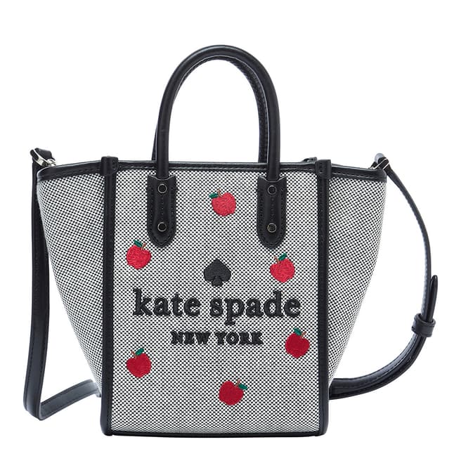 Kate Spade Grey Ella Orchard Toss Embroidered Canvas Mini Tote