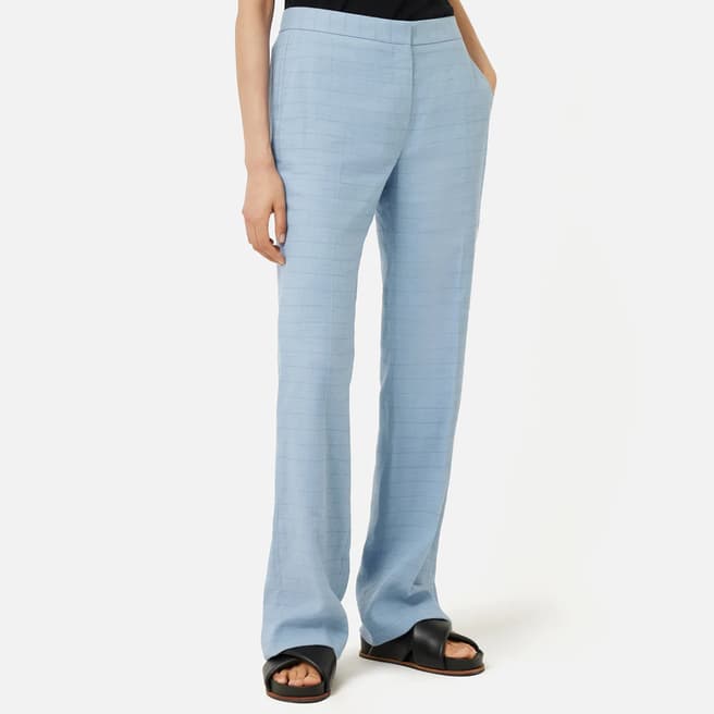 Jigsaw Blue Mason Straight Linen Blend Trousers
