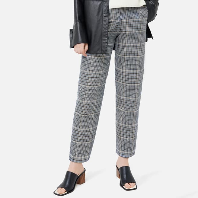 Jigsaw Grey Check Nevis Cotton Blend Trousers