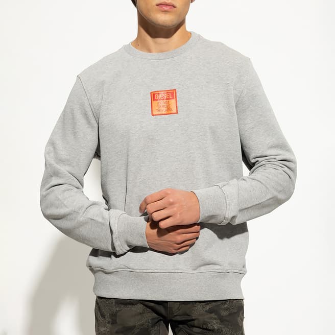 Diesel Grey Ginn Graphic Cotton Sweatshirt