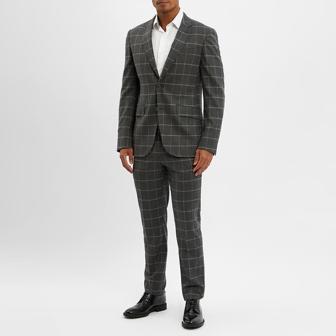 Hackett London Grey Check Stretch Wool Suit