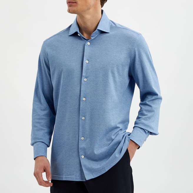 Hackett London Blue Jersey Cotton Shirt
