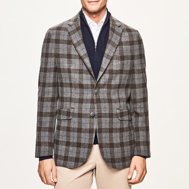Hackett London Grey/Brown Plaid Jacket
