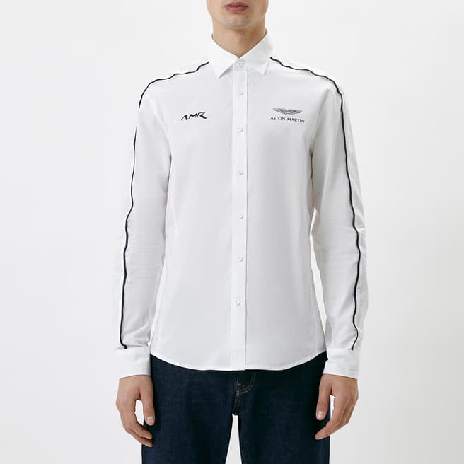 Hackett London White AMR Contrast Piping Cotton Shirt