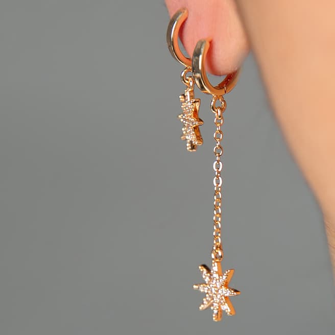 Elika Gold Star Drop Earrings