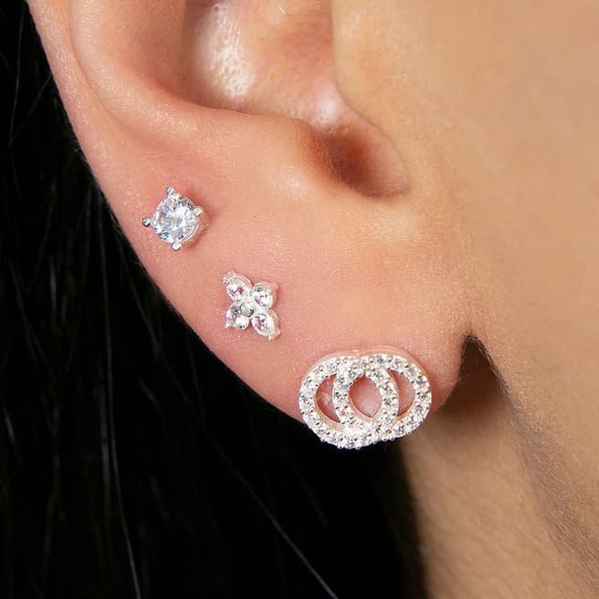 Elika Silver Double Circle Earrings