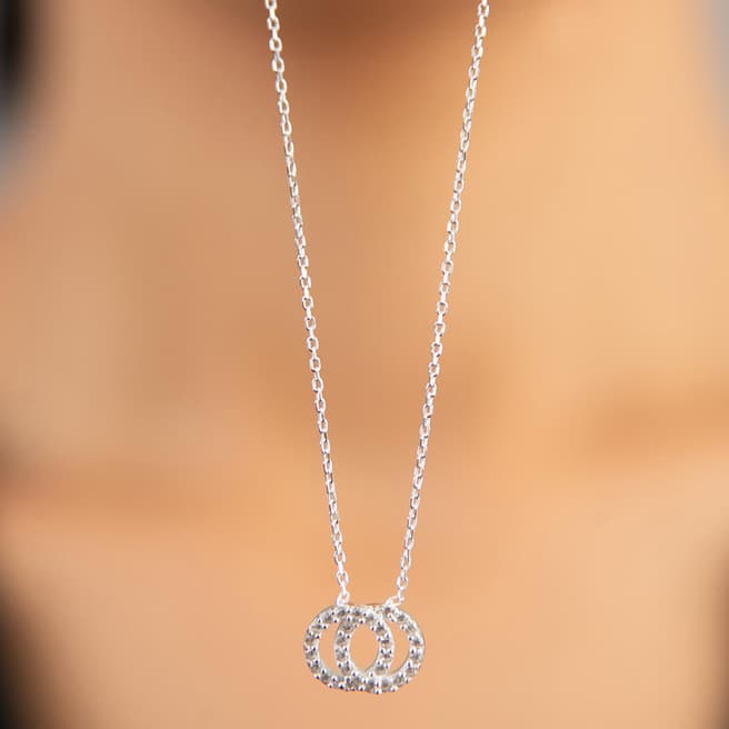 Elika Silver Double Cross Necklace