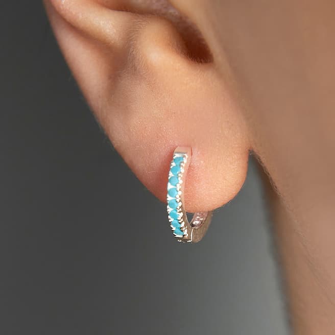 Elika Silver & Blue Huggie Earrings