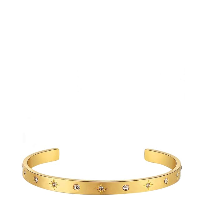 Chloe Collection by Liv Oliver 18K Gold Celestial Embellished Cuff Bangle