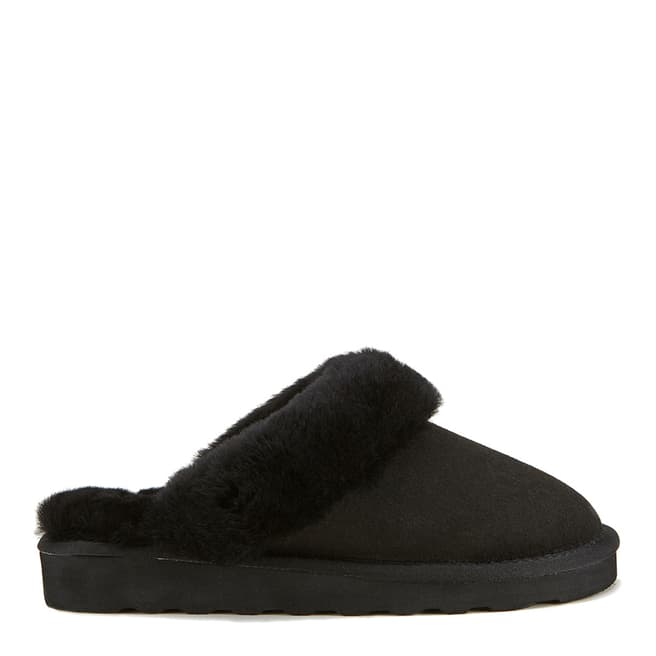 Australia Luxe Collective Black Mool Suede Sheepskin Slippers