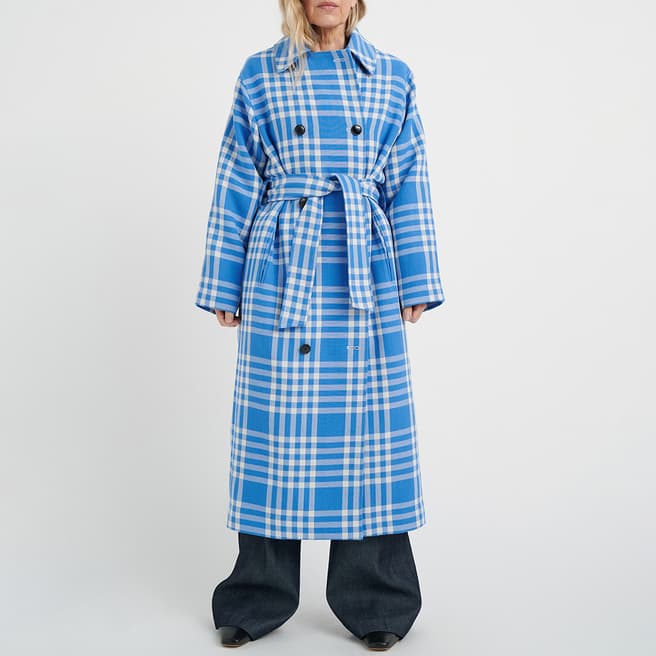 Inwear Blue Check Mitzie Trench Coat