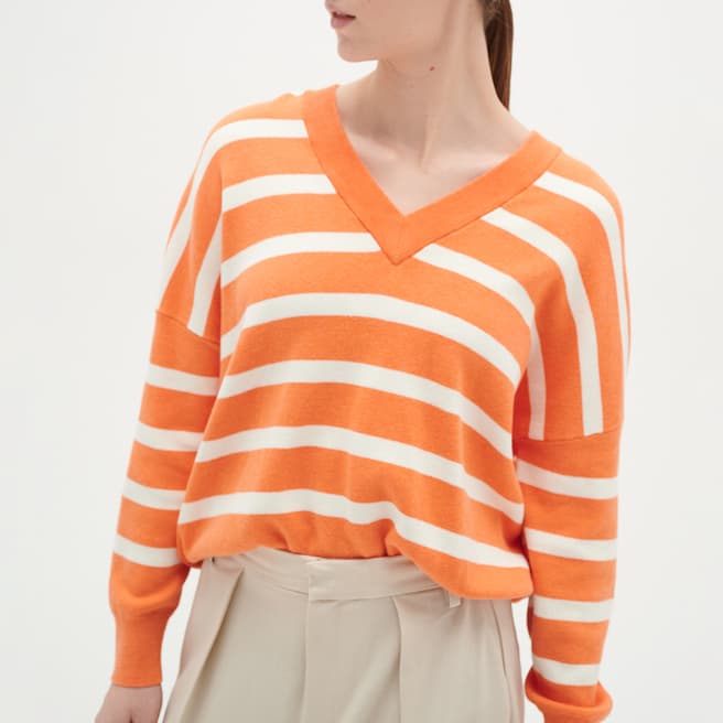 Inwear Orange Stripe Foster Cotton Jumper