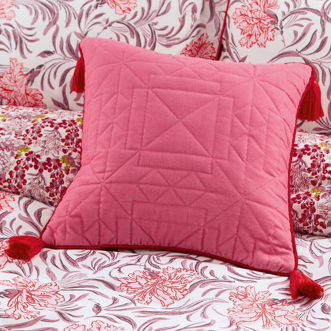 Joules Garland Floral Cushion, Pink