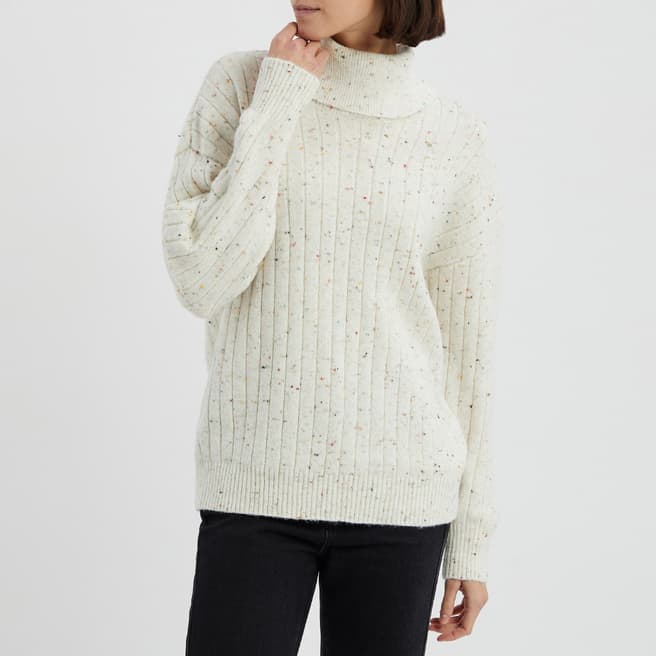 Crew Clothing Cream Speckled Soft Roll Neck Knit