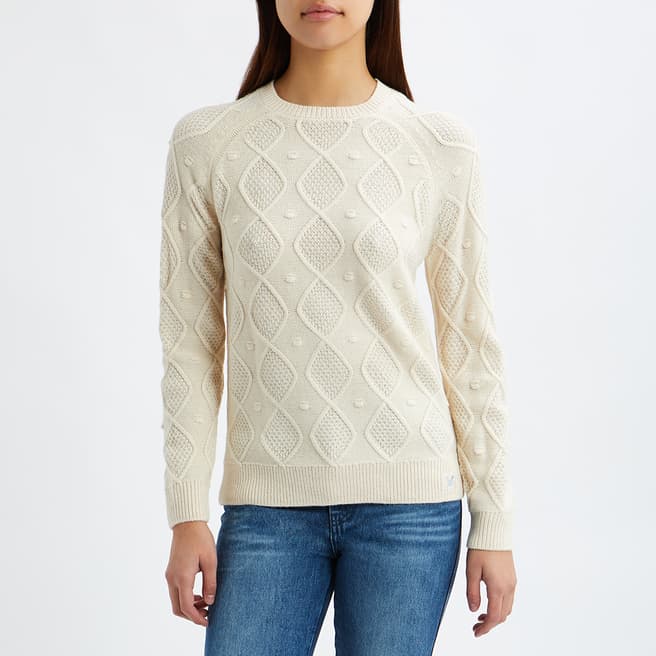 Crew Clothing Cream Bubble Cable Jumper