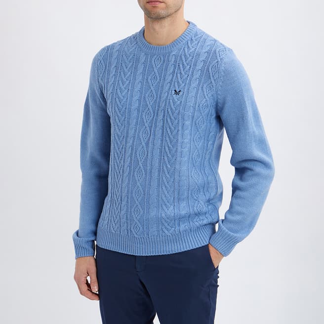 Crew Clothing Blue Cable Knit Jumper