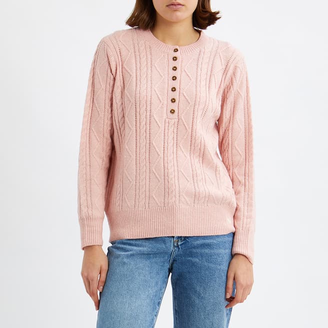 Crew Clothing Pink Button Down Knitted Jumper