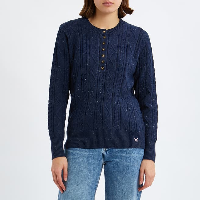 Crew Clothing Navy Button Down Knitted Jumper