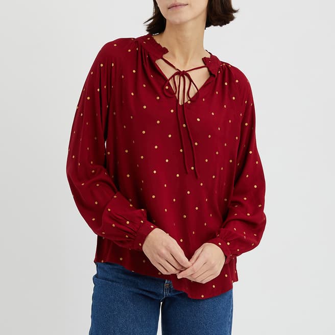 Crew Clothing Red Polka Dot Cherry Blouse