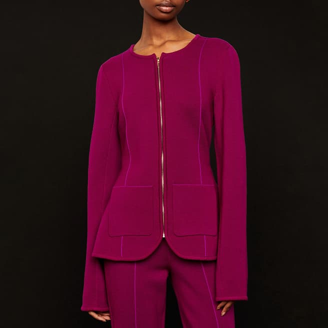 Sonia Rykiel Bright Pink Full Zip Tailored Top