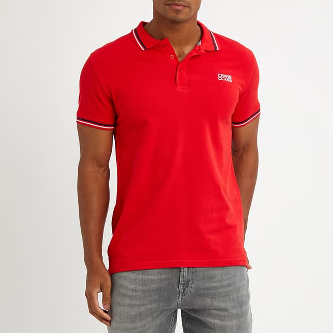 Cavalli Class Red Small Crest Polo Top