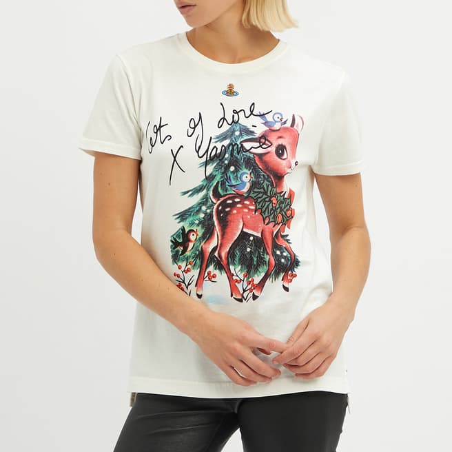 Vivienne Westwood White Bambi Graphic Cotton T-Shirt