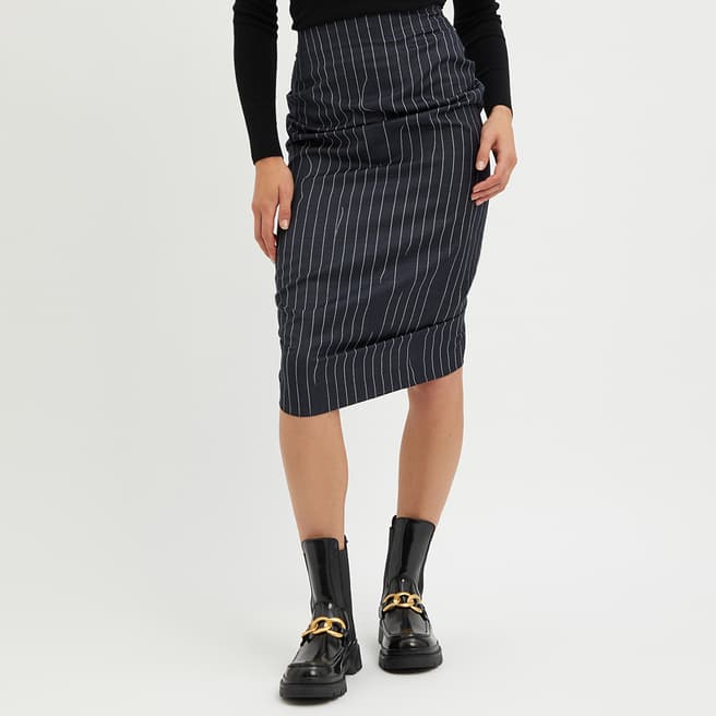 Vivienne Westwood Navy Pinstripe Wool Skirt
