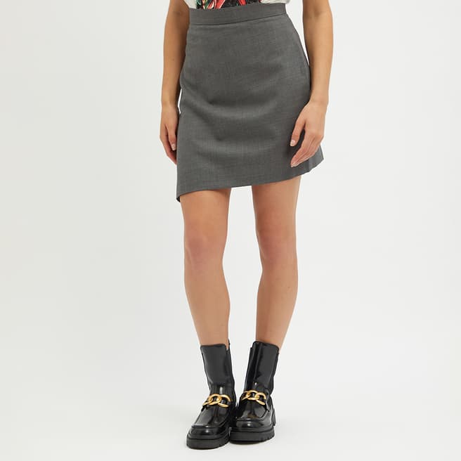 Vivienne Westwood Grey Asymmetric Wool Mini Skirt