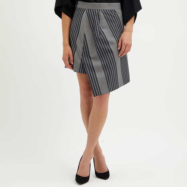 Vivienne Westwood Grey Stripe Asymmetric Wool Mini Skirt