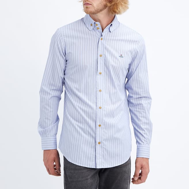 Vivienne Westwood Blue 2 Button Krall Striped Cotton Shirt