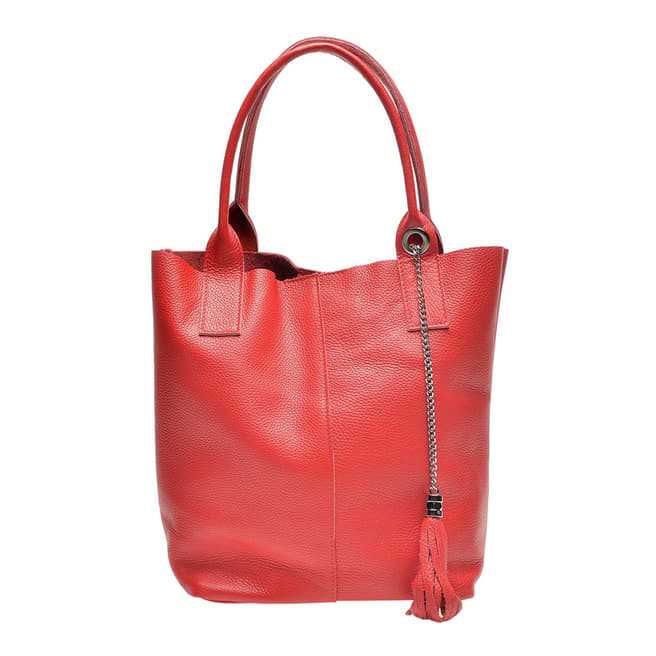 Carla Ferreri Red Italian Leather Tote Bag