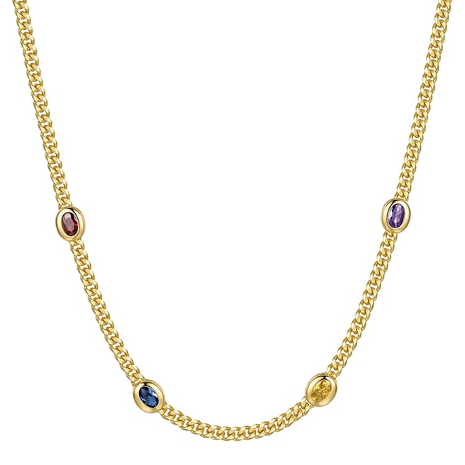 Liv Oliver 18K Gold Multi Color Oval Necklace
