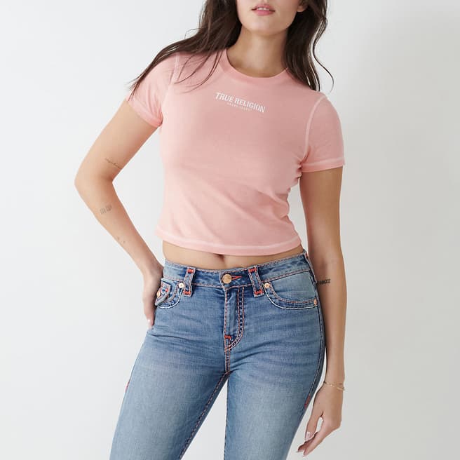 True Religion Pink Coverstitch Baby Cotton T-Shirt