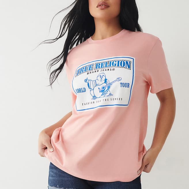 True Religion Pink Graphic Boyfriend Cotton T-Shirt