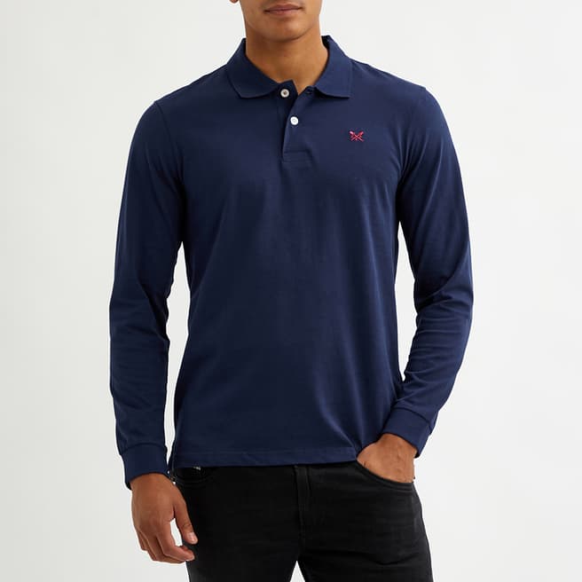 Crew Clothing Navy Long Sleeved Polo