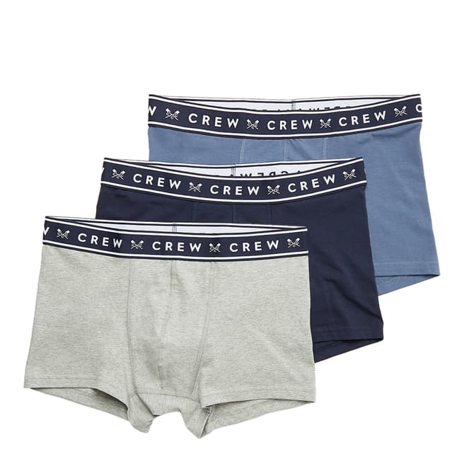 Crew Clothing Grey Navy & Blue Solid 3 Pack Boxers 