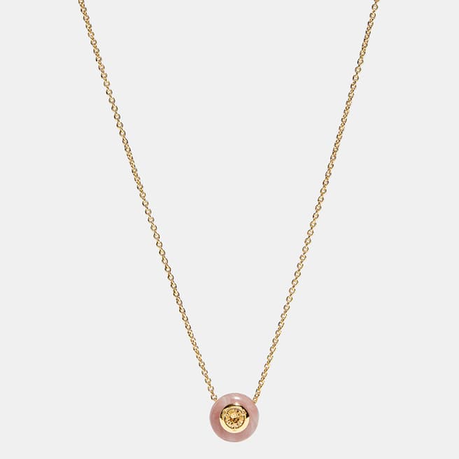 Coach Gold Pink Semiprecious Crystal Necklace