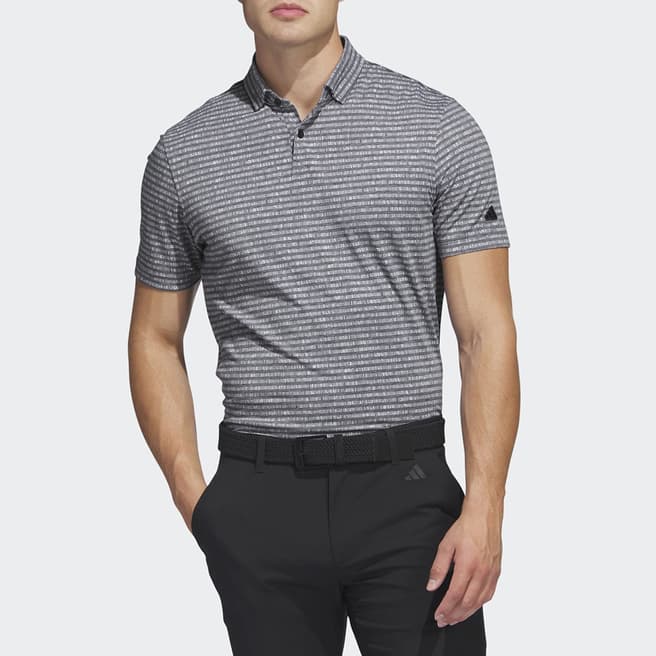 Adidas Golf Black Striped Stretch Golf Polo Shirt