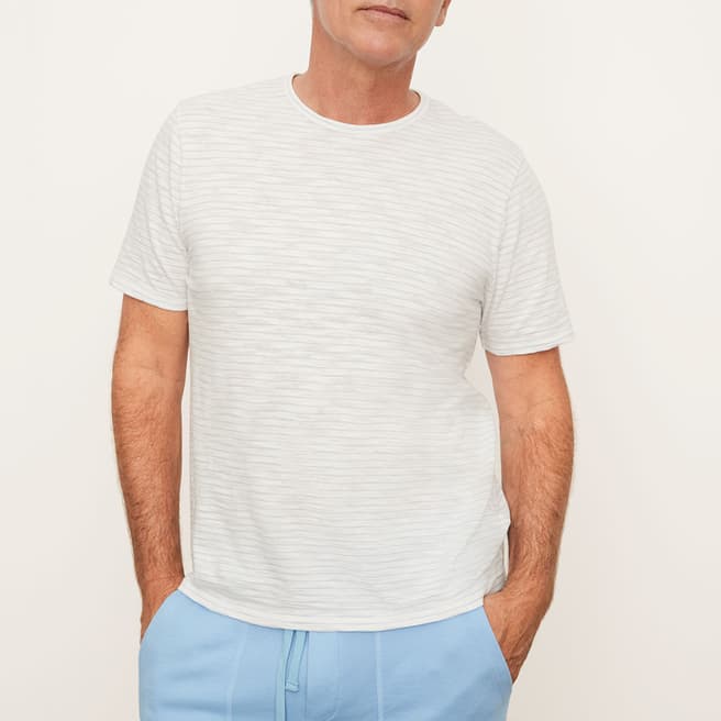 Vince White/Blue Stripe Crew Neck Cotton T-Shirt