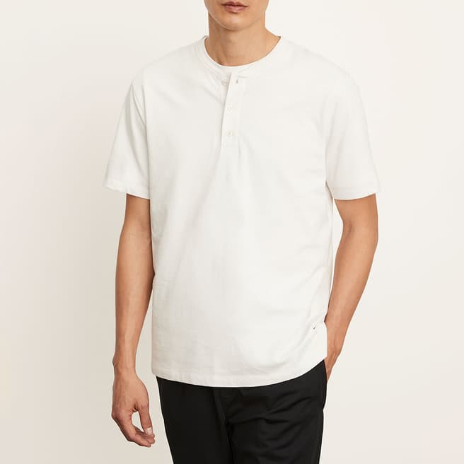 Vince White Button Detail Cotton T-Shirt