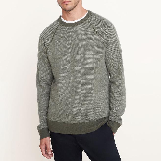Vince Grey Birdseye Crew Cashmere Blend Sweatshirt