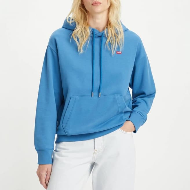 Levi's Blue Branded Cotton Relaxed Hoodie