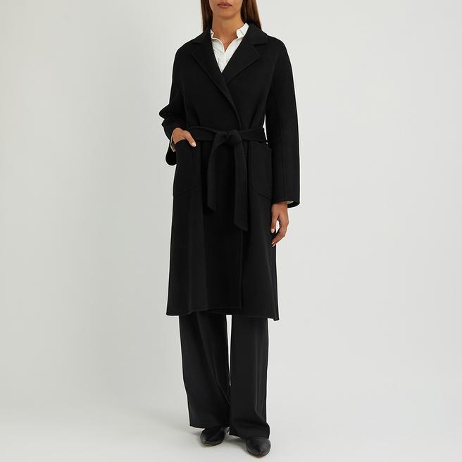 N°· Eleven Black Cashmere Blend Wrap Coat